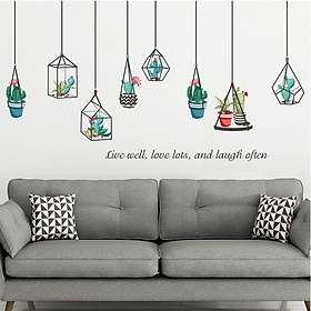 Mua Decal dán tường Giàn treo chậu xương rồng và thông điệp ý nghĩa - DKN103 AmyShop (100 x 137 cm)