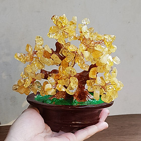Mua Cây Tài Lộc bằng đá thạch anh thiên nhiên size 16cm - đá thạch anh vàng