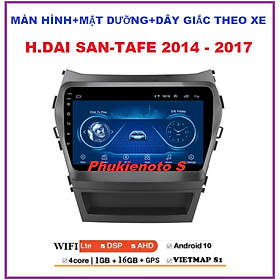 Bộ màn hình Androi xe H.DAI SAN-TAFE 2014-2017 hệ điều hành android 10.0 xem video, bản đồ VM-Navitel, Màn hình DVD android xe Santafe dòng kết nối wifi ram1G-rom16G,đầu dvd oto xe hơi .Màn hình gắn taplo.