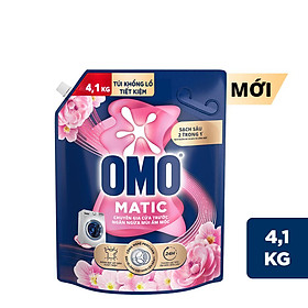 Túi Nước Giặt Omo Matic Cho Máy Giặt Cửa Trước Hương Hoa Anh Thảo - Ngăn Mùi Ẩm Mốc 4.1KG