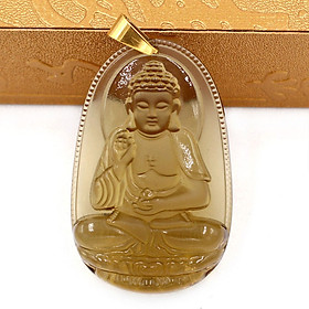 Mặt dây chuyền Phật A Di Đà đá Obsidian size lớn 5cm - phật bản mệnh tuổi Tuất, Hợi