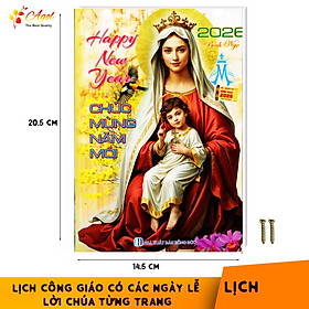 Lịch công giáo thiên chúa có các ngày lễ và lời chúa từng trang có kèm ốc vít kích thước dài 20.5cm ngang 14.5cm Bính Ngọ 2026