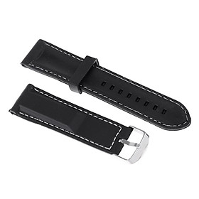 2- Silicone   Strap Bracelet White Line Stitching 22mm