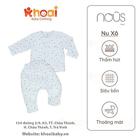 Bộ cài thẳng dài Nous xô Wrinkle hạo tiết sao xanh - Chất liệu Nu Xô 100% cotton thiên nhiên