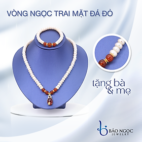 Hình ảnh Bộ Chuỗi Ngọc Trai Phát Tài Lộc Mã Não Đỏ Charm Hoa Vàng - BNJ1208 - Bảo Ngọc Jewelry