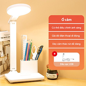 Mua Đèn bàn học Led sạc USB có thể gấp gọn cao cấp  Đèn tròn để bàn học  đọc sách bảo vệ mắt thiết kế 3 màu sáng