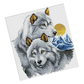 Wolf Cross-Stitch Kit Handmade Needlework Craft DIY Ribbon Embroidery