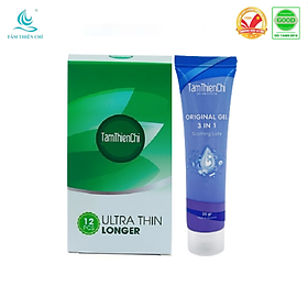 Gel bôi trơn Tâm Thiện Chí 25g và Bao cao su TTC Ultra thin Longer hộp 12