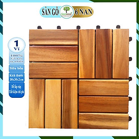 Combo 5 Tấm Sàn Gỗ Tự Nhiên Vỉ Nhựa Lắp Ghép Decor Phòng Khách, Ban Công, Nhà Tắm, Ngoài Trời Gỗ Keo Xuất Khẩu