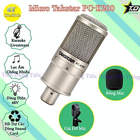 Mua Bộ Mic thu âm Takstar PC K200 sound card k600 có autu tune và bluetooth nguồn 48v 2 dây livestream MA2 chân kẹp màng lọc