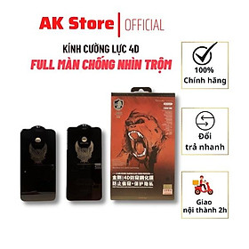 Kính Cường Lực iPhone KingKong CHÍNH HÃNG 4D Chống Nhìn Trộm WK Design Full Màn Hình Từ iPhone 6 đến iPhone 12ProMax