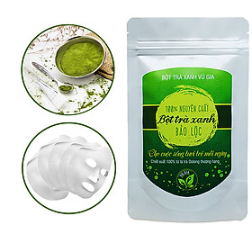 Bột Trà Xanh Nguyên Chất Bảo Lộc Vũ Gia 100g túi + Tặng Bộ Pha Chế Đắp Mặt