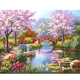 Mua Tranh sơn dầu số hoá tự vẽ có khung đã căn 40x50 cm - Cầu hoa