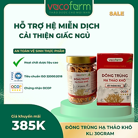 Đông trùng hạ thảo Vacofarm 30g thủy tinh sấy thăng hoa, mua 1 tặng hộp 10g,Mua 2 tặng 1 cùng loại