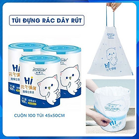 Túi đựng rác dây rút cuộn 100 túi chống rò rỉ nước