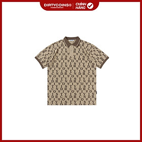 Áo Thun Letter Pattern Polo Shirt - Cream/Brown