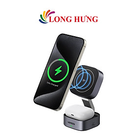 Đế sạc không dây Ugreen Magnetic Attachment Qi2 2-in-1 Foldable Wireless Charger 15W W702 - Hàng chính hãng