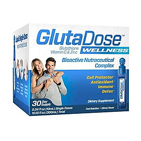 GlutaDose | Detox Every Day | Support Immune Function and Increase Energy | 400mg Glutathione+Vitamin C+Zinc | 30 or 60 Day Box | Liquid Vials | Made in USA (30 Doses)