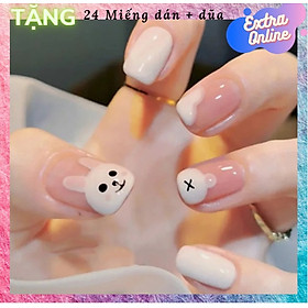 Bộ 24 móng tay giả nail thời trang (TẶNG PHỤ KIỆN 24 miếng keo dán sillicon 2 mặt + dũa móng)- Được chọn mẫu