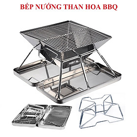 Mua Bếp nướng than hoa ngoài trời cao - Bếp Nướng BBQ Không Khói Inox 304 - Cỡ vừa cho 4 đến 6 người 31x31cm