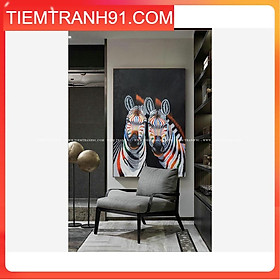 Mua Tranh in cao cấp | Tranh Sơn Dầu - Hai ngựa vằng - 01
