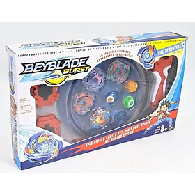 Văn Phòng phẩm SAMI - Bộ 4 con quay BEYBLADE - 2 tay cầm - 1 sàn đấu