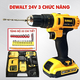 Mua Máy Khoan Pin Dewalt 24V - Có Búa - Lõi Đồng - 3 Chức Năng- Pin chuẩn 5 cell - Máy Bắt vít