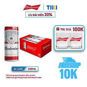 Thùng 24 Lon Bia Budweiser Chính Hãng (330ml/ lon)