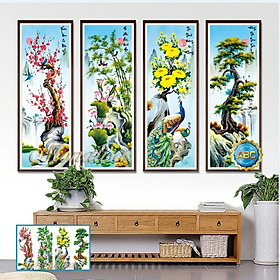 Mua Tranh đính đá TỨ QUÝ ĐÀO TRÚC CÚC TÙNG (136 × 90 cm) chưa đính