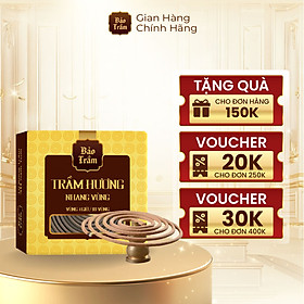 Trầm Hương Khoanh 4 Giờ – Hộp Vàng 18 Miếng | Bảo Trầm | Thơm Sâu Tự Nhiên, Không Hóa Chất