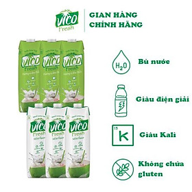 Nước Dừa ACP Vico Fresh - Combo 6 Hộp Nước Dừa 1L (3 Xiêm, 3 Dứa)