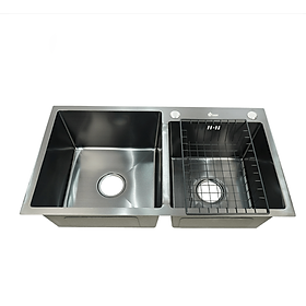 Mua Chậu rửa chén bát 2 hố lệch inox 304 phủ nano Juno sofa Teady 820 x 450 x 230 mm CRBCT-8202L