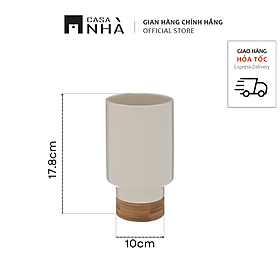 Mua Bình Trang Trí Bằng Đá Dolomite Đế Tre COLAM - Bình Cắm Hoa Đế Tre Thiết Kế Hiện Đại