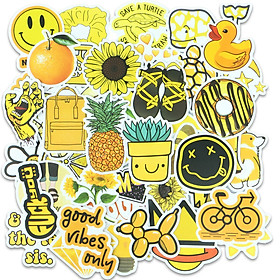 Set 60 Sticker chủ đề màu Vàng, yellow ảnh ép lụa