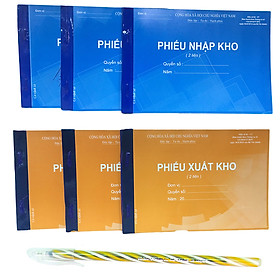 Combo 3 quyển phiếu Xuất Kho/ Nhập Kho 100 tờ (Tặng bút bi nến viết trơn đều mực)