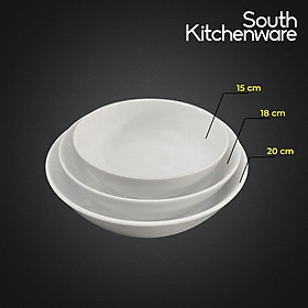 Tô chất liệu sứ tráng men cao cấp Jasmine Trắng Minh Long kích thước 15cm, 18cm, 20cm