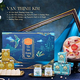 Yến Sào Hoàng Kim - Hộp Quà Vạn Thịnh Kim (50g Yến Thượng Hạng & 4 Hũ Yến Mix 2 Vị) - Quà Tết Doanh Nghiệp, Đối Tác Cao Cấp