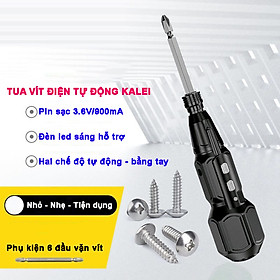 Tua vít điện sạc pin Kalei 3.6V/900mAh với 2 chế độ hoạt động, động cơ dây đồng, bánh răng kim loại dụng cụ vặn vít tự động tiện lợi