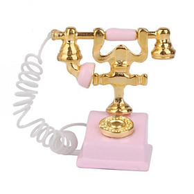 3-4pack 1/12 Dollhouse Miniature Retro Phone Vintage Telephone Pink