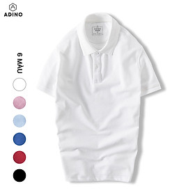 Áo polo nam màu trắng phối viền chìm ADINO vải cotton polyester mềm dáng slimfit trẻ trung năng động AP81