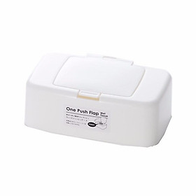Mua Combo Hộp Đựng Bảo Quản Giấy Ướt Có Nắp Bật + Cốc Nhựa Cao Cấp Tiện Dụng Màu Trắng - Nội Địa Nhật Bản