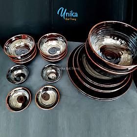 Bộ Đồ Ăn Men Cánh Gián - Bộ Bát Đĩa Cao Cấp - Gốm Sứ Bát Tràng