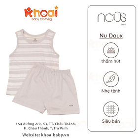 Bộ ba lỗ Nous kẻ trắng ghi - Chất liệu Nu Doux 95% cotton thiên nhiên