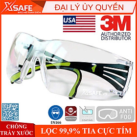 Kính bảo hộ 3M SF401AF kính chống bụi chống tia UV chống đọng sương chống trầy xước (màu trắng)