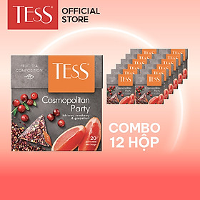 Combo 12 hộp Trà hoa quả Tess Cosmopolitan Party vị nam việt quất và bưởi 20 gói/hộp