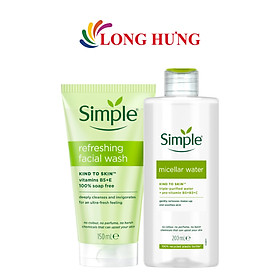 Combo Sữa rửa mặt Simple Refreshing Facial Wash (150ml) + Nước tẩy trang Simple Micellar Water (200ml) - Hàng chính hãng