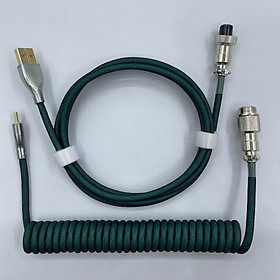 104keys Aviator Wire Type-C Keyboard Aviation Connector Usb Cable Coiled 1.8m Custom Usb Port Data Spiral Cable for Computer Color: Army Green