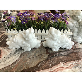 Mua Cặp Tỳ Hưu phong thủy đá cẩm thạch trắng - Dài 20 cm