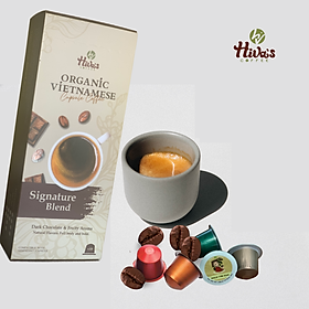 Hình ảnh Cà phê viên nén Nespresso chính hãng Hiva's coffee - Hộp 10 viên nhôm Signature Blend - Gu Đậm sâu, full body, thơm nồng nàn , hậu chocolate, mượt mà.  Giá tốt 