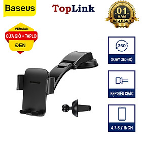Giá Đỡ Kẹp Điện Thoại Trên Ô TÔ Xe Hơi Baseus Gắn Cửa Gió Hoặc TapLo Xoay Điện Thoại Ngang Dọc 360 Độ - Hàng Chính Hãng
